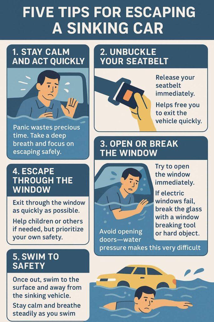 What Are Five Tips for Escaping a Sinking Car?