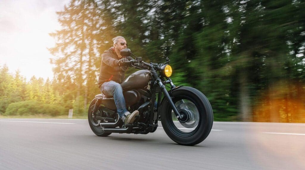 Man riding his motorcycle in Missouri