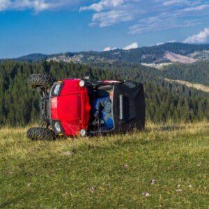 A red ATV involved in an accident