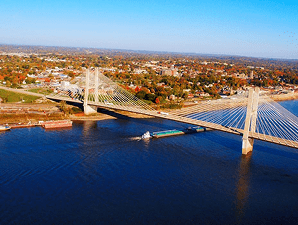Cape Girardeau; a bridge over the river.